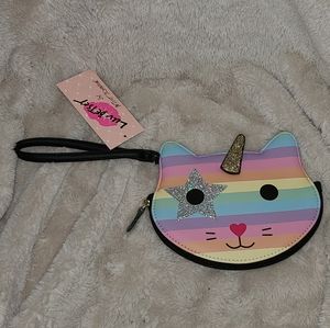NWT Pastel Rainbow Caticorn (cat unicorn) Wristlet